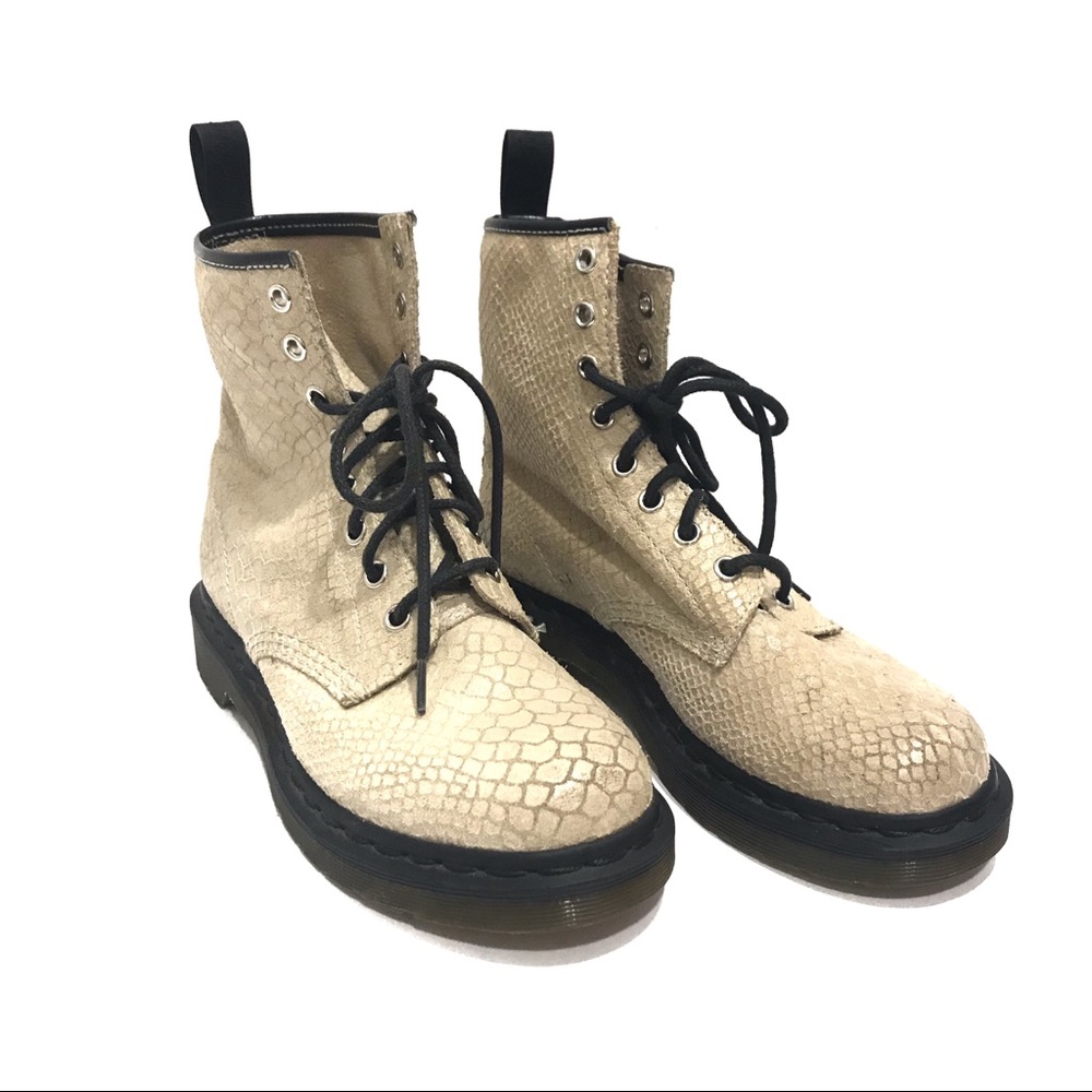 Dr Martens 1460 W Beige Python Suede Boot Size 7